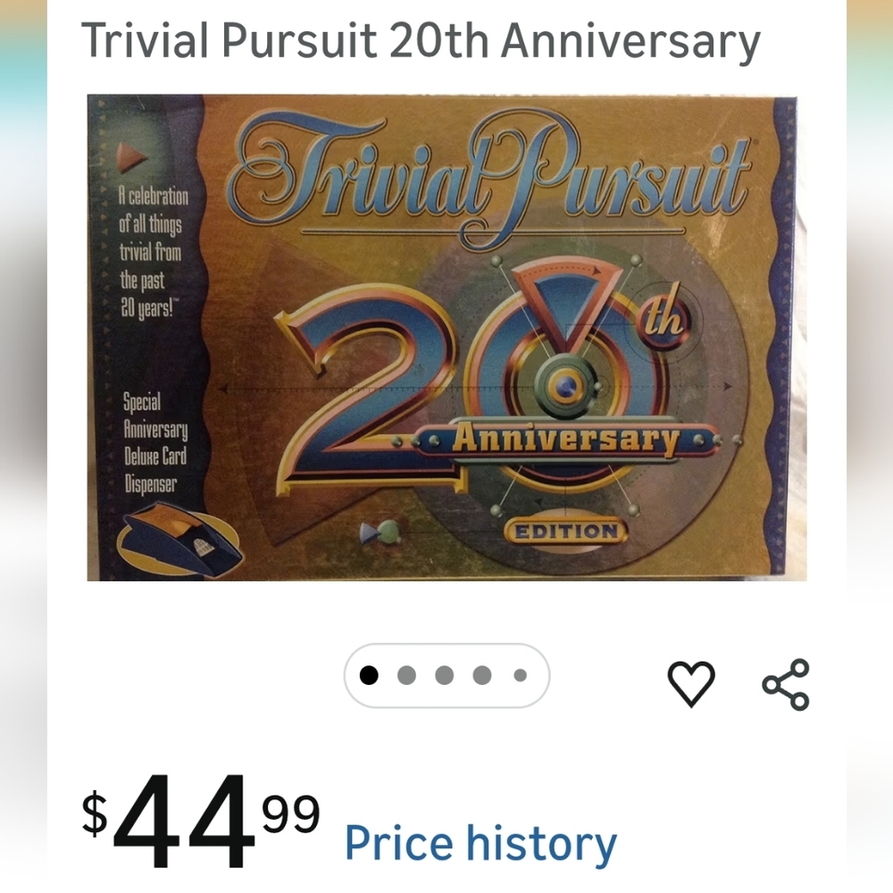 Trivial Pursuit 20th Anniversary Edition Board Game Brand New Sealed 1982-2002